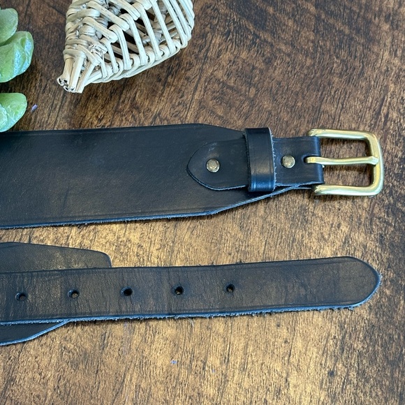 J. Crew | Black Italian Leather Corset-Style Dress Belt, Solid Brass Buckle, M - Picture 8 of 10